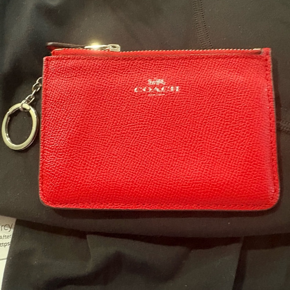 Coach Scarlet Leather Zip Pouch